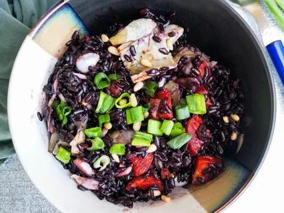 Riz noir au chorizo et cœurs d'artichauts
