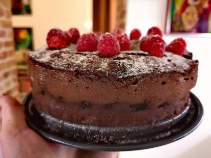Moelleux chocolat framboises sans gluten